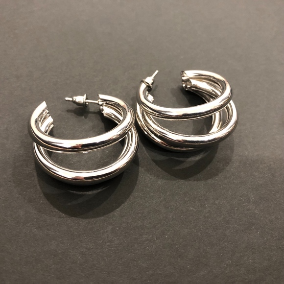 Sliver Multi Hoop Earrings - Picture 3 of 4